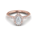 14K Rose Gold Pear Diamond Halo Engagement Ring
