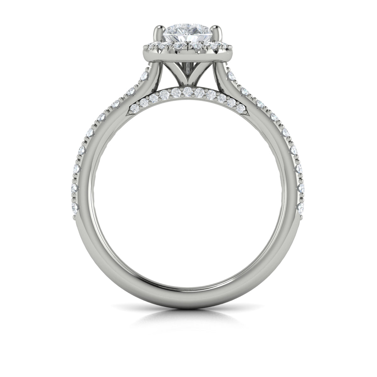18kt White Gold Pear Diamond Halo Engagement Ring