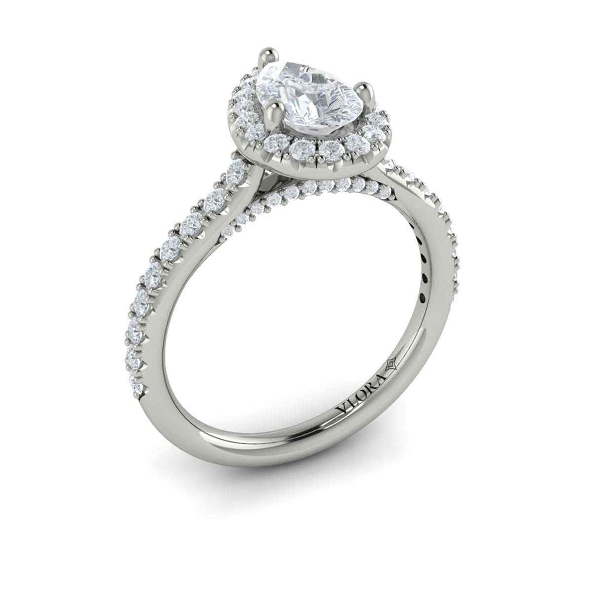 18kt White Gold Pear Diamond Halo Engagement Ring