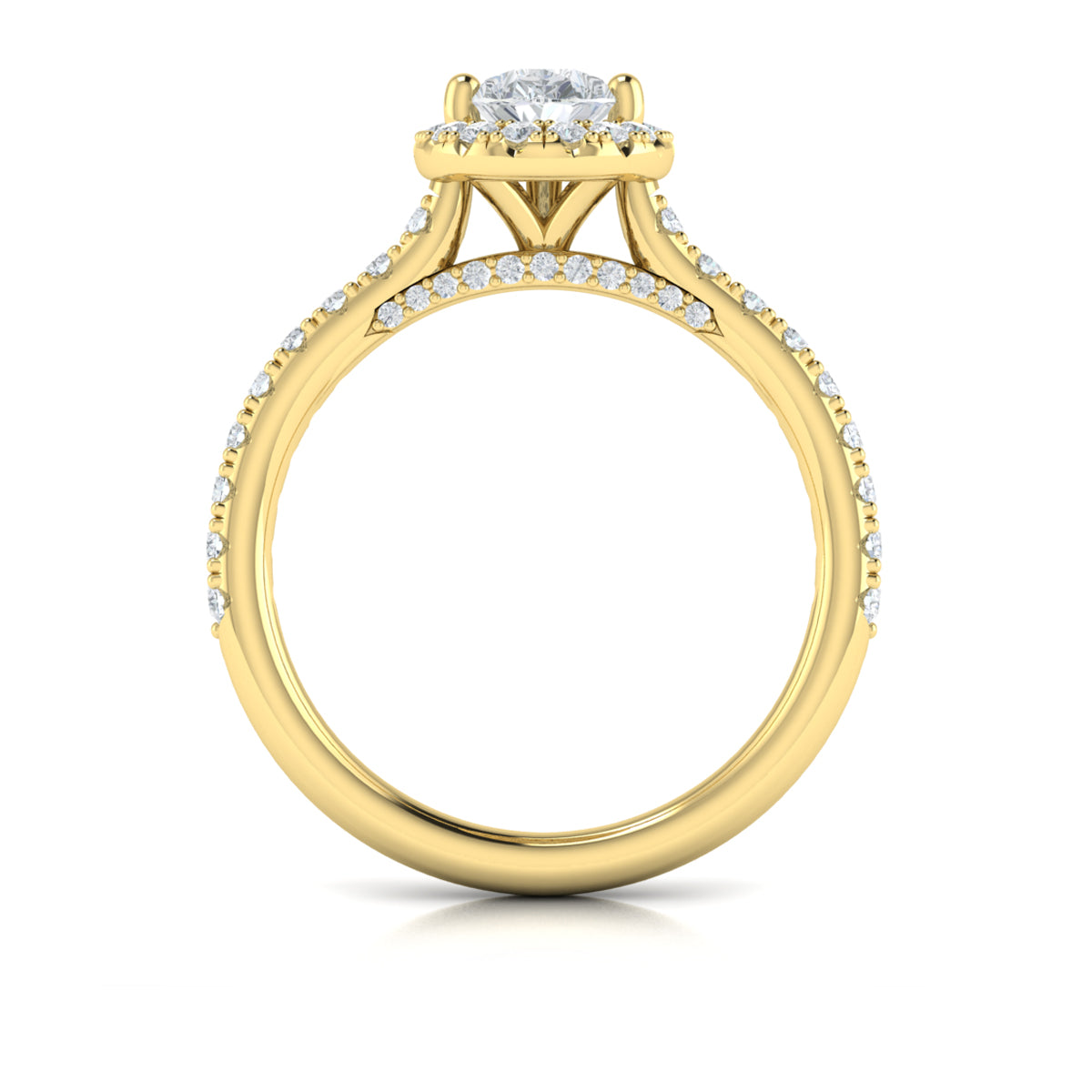 14kt Yellow Gold Pear Diamond Halo Engagement Ring