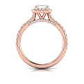 14K Rose Gold Emerald Cut Diamond Halo Engagement Ring