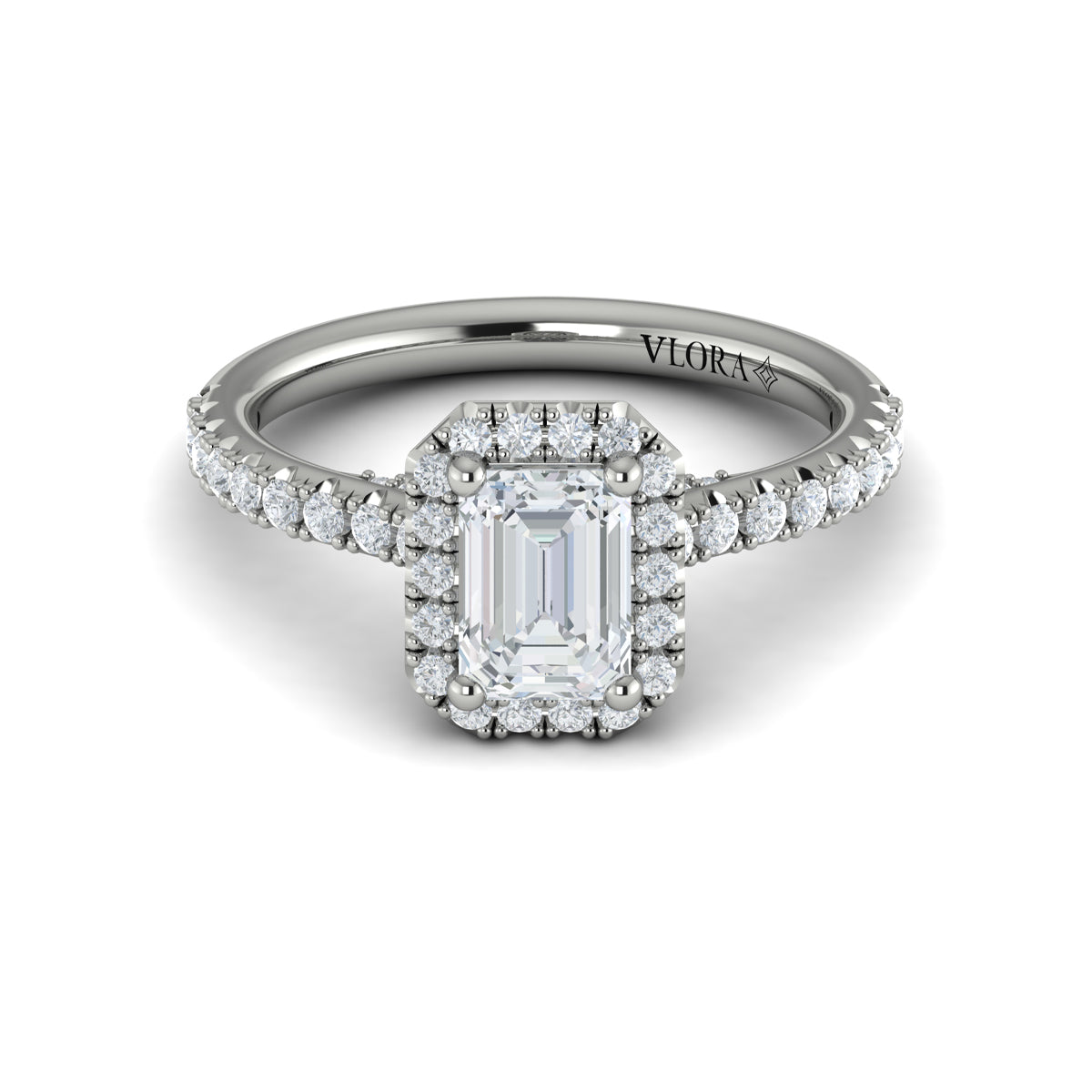 14kt White Gold Emerald Cut Diamond Engagement Ring