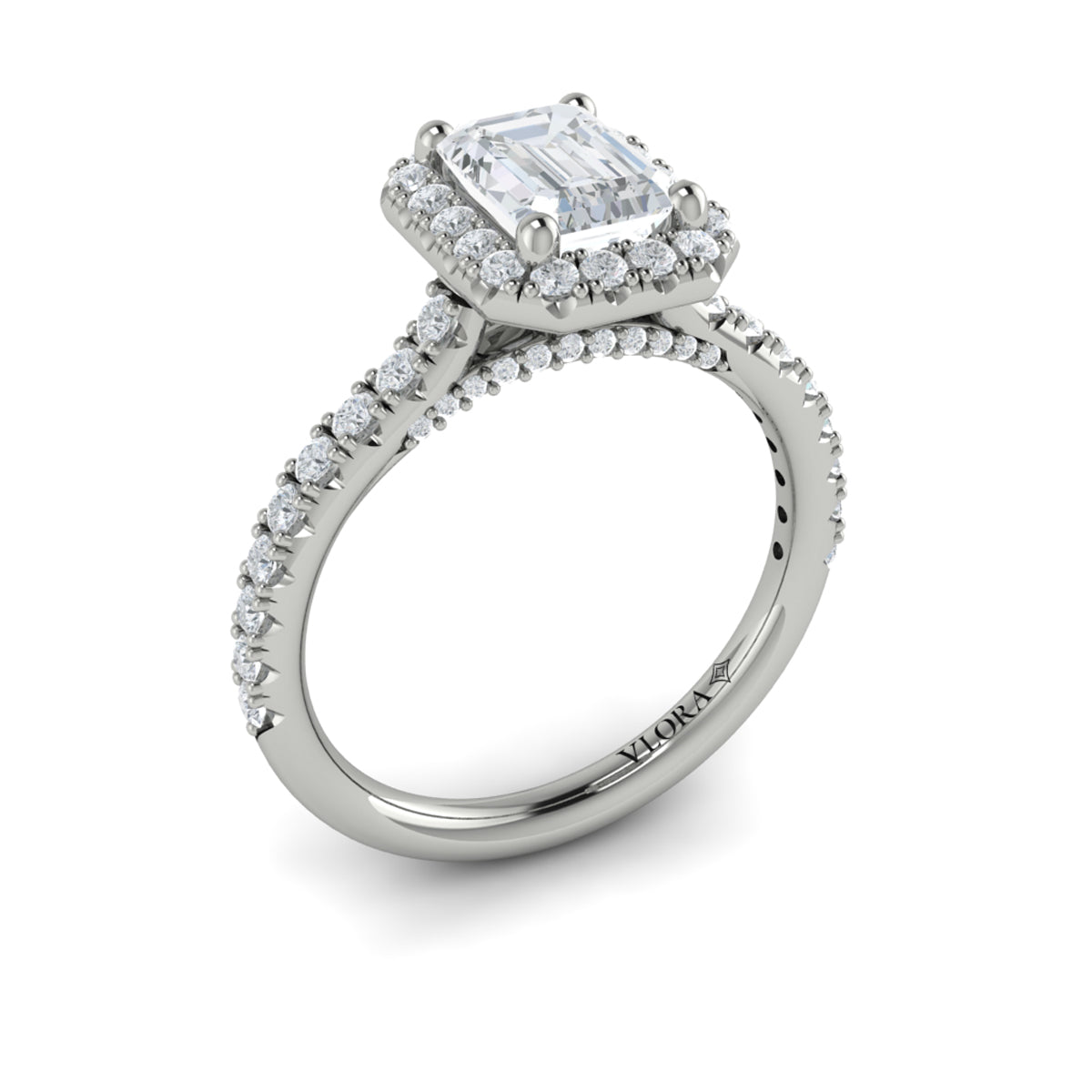 14kt White Gold Emerald Cut Diamond Engagement Ring