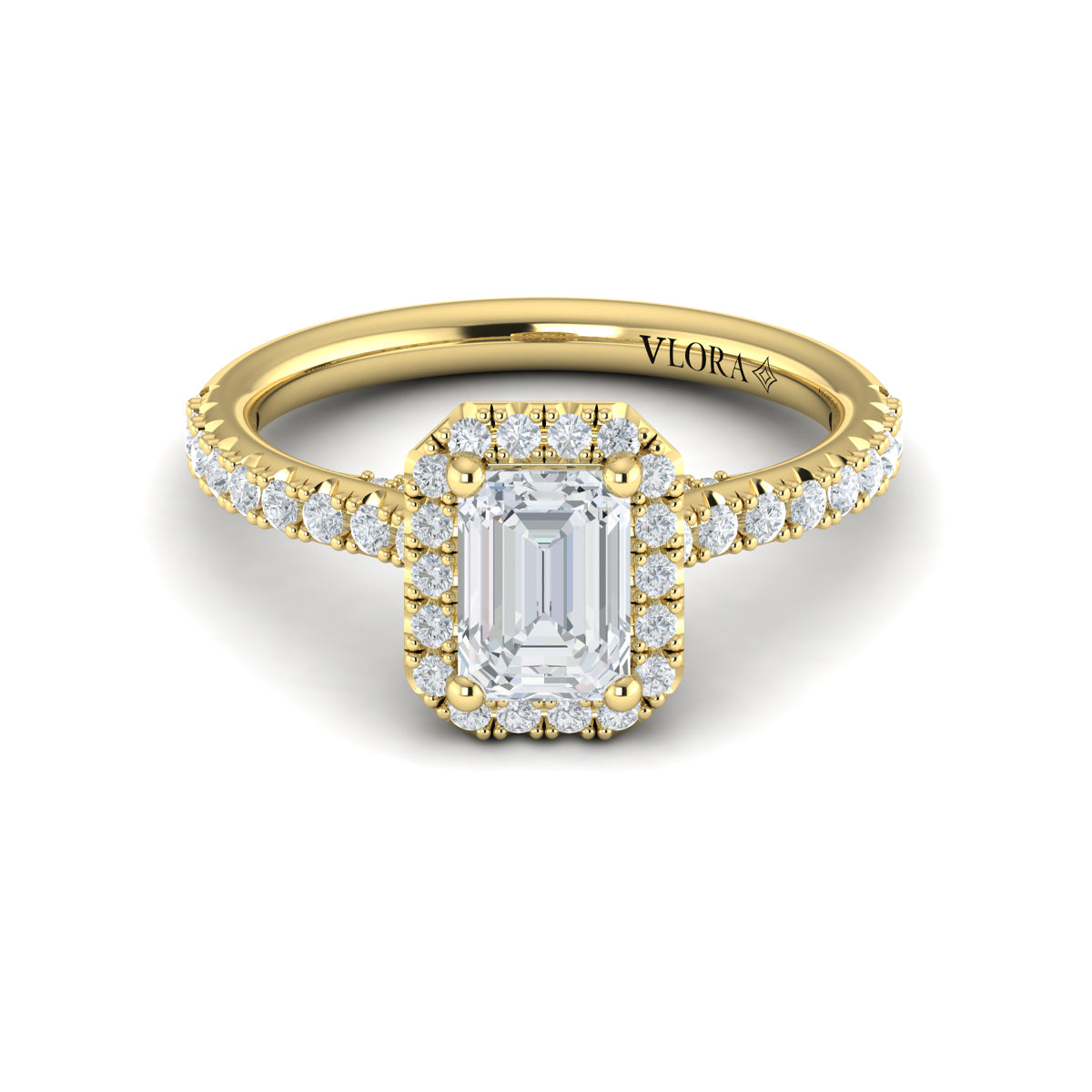 18kt Yellow Gold Emerald Cut Diamond Engagement Ring