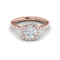14K Rose Gold Floral Halo Round Diamond Engagement Ring
