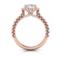14K Rose Gold Floral Halo Round Diamond Engagement Ring