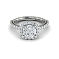14kt White Gold Round Diamond Floral Halo Ring