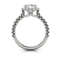 14kt White Gold Round Diamond Floral Halo Ring