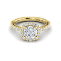 18kt Yellow Gold Round Diamond Floral Halo Ring