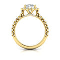 18kt Yellow Gold Round Diamond Floral Halo Ring