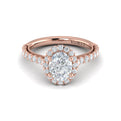 14K Rose Gold Oval Diamond Floral Halo Engagement Ring