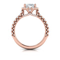 14K Rose Gold Oval Diamond Floral Halo Engagement Ring