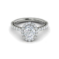 14kt White Gold Oval Diamond Floral Halo Ring