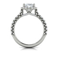 14kt White Gold Oval Diamond Floral Halo Ring