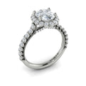 14kt White Gold Oval Diamond Floral Halo Ring