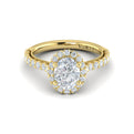 14kt Yellow Gold Oval Diamond Floral Halo Ring