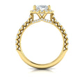 14kt Yellow Gold Oval Diamond Floral Halo Ring