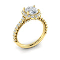 14kt Yellow Gold Oval Diamond Floral Halo Ring