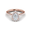 14K Rose Gold Pear Diamond Vintage Halo Engagement Ring