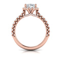 14K Rose Gold Pear Diamond Vintage Halo Engagement Ring