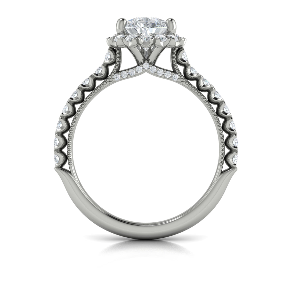 14kt White Gold Pear Diamond Vintage Halo Ring