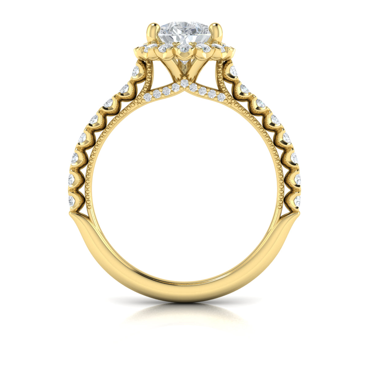 14kt Yellow Gold Pear Diamond Vintage Halo Ring
