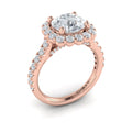 14K Rose Gold Round Diamond Halo Engagement Ring