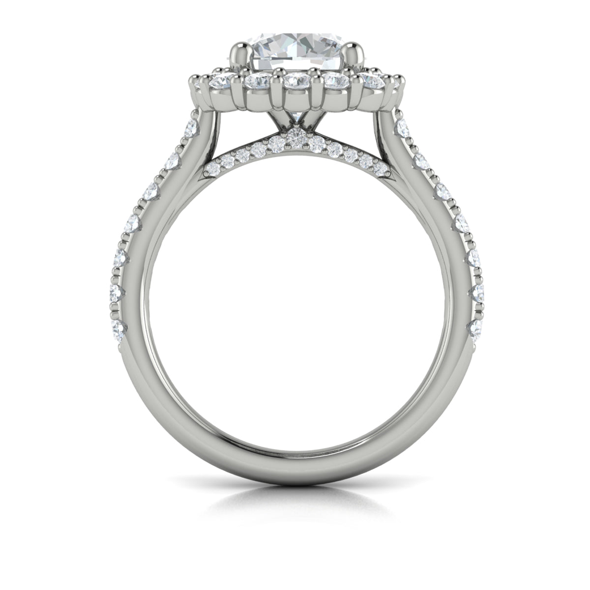 14kt White Gold Round Diamond Halo Engagement Ring
