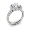 14kt White Gold Round Diamond Halo Engagement Ring