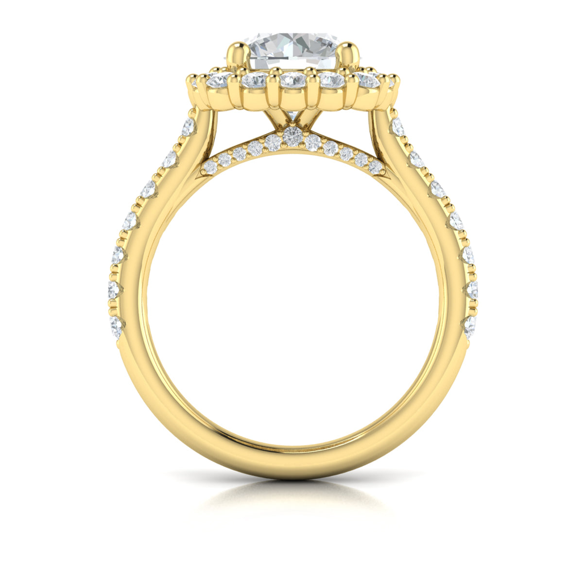 14kt Yellow Gold Round Diamond Bloom Halo Ring