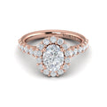 14K Rose Gold Oval Diamond Halo Engagement Ring