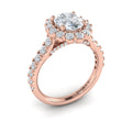 14K Rose Gold Oval Diamond Halo Engagement Ring