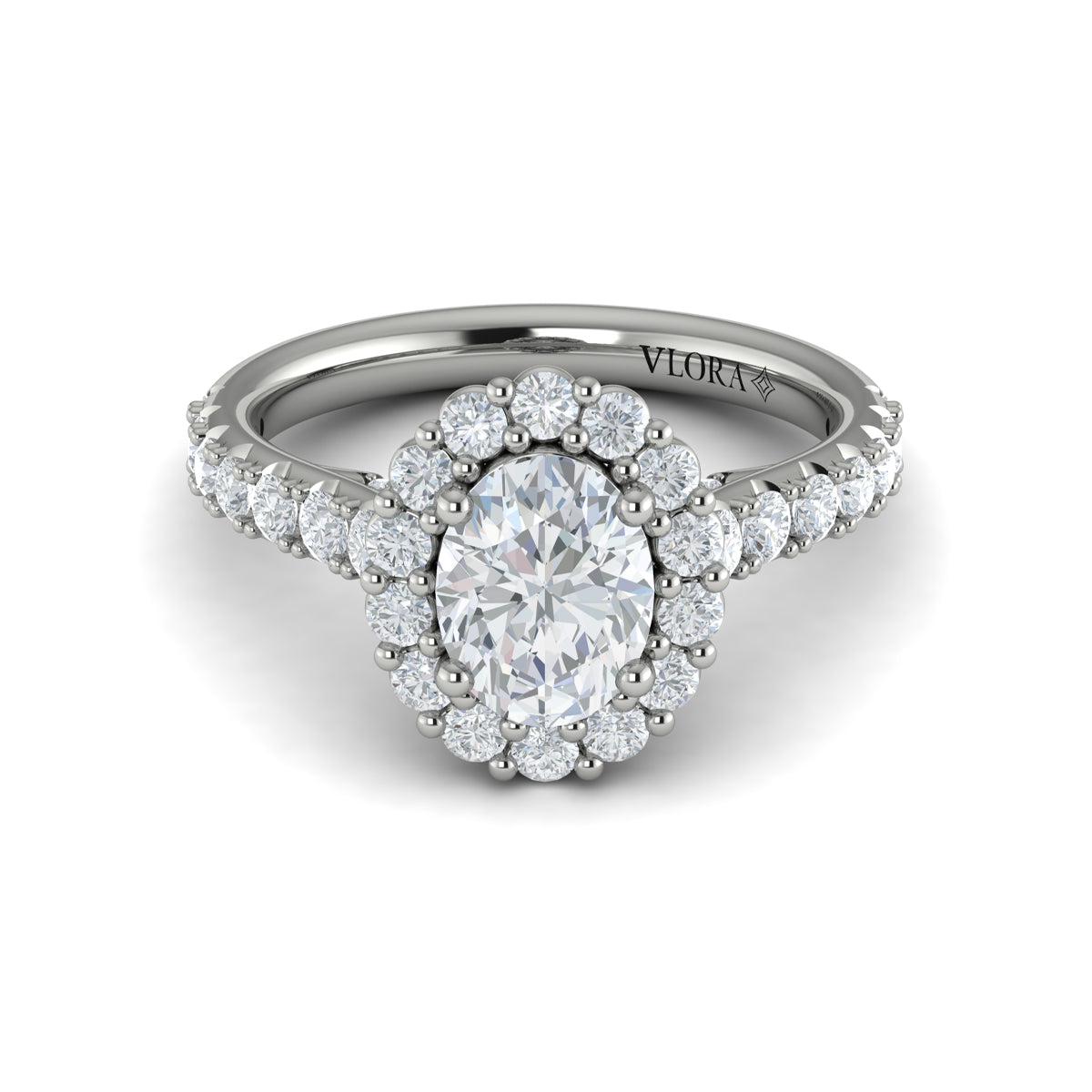 14kt White Gold Oval Diamond Halo Engagement Ring