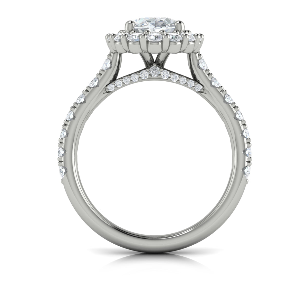 14kt White Gold Oval Diamond Halo Engagement Ring