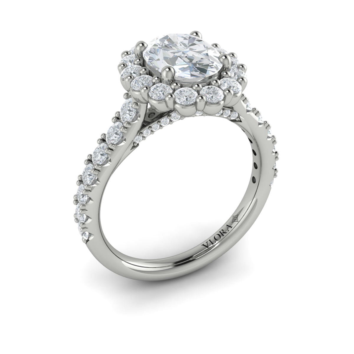 14kt White Gold Oval Diamond Halo Engagement Ring