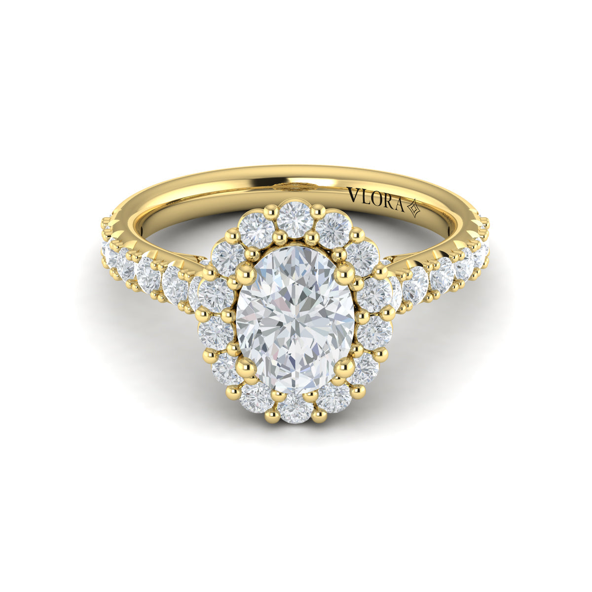 18kt Yellow Gold Oval Diamond Halo Engagement Ring