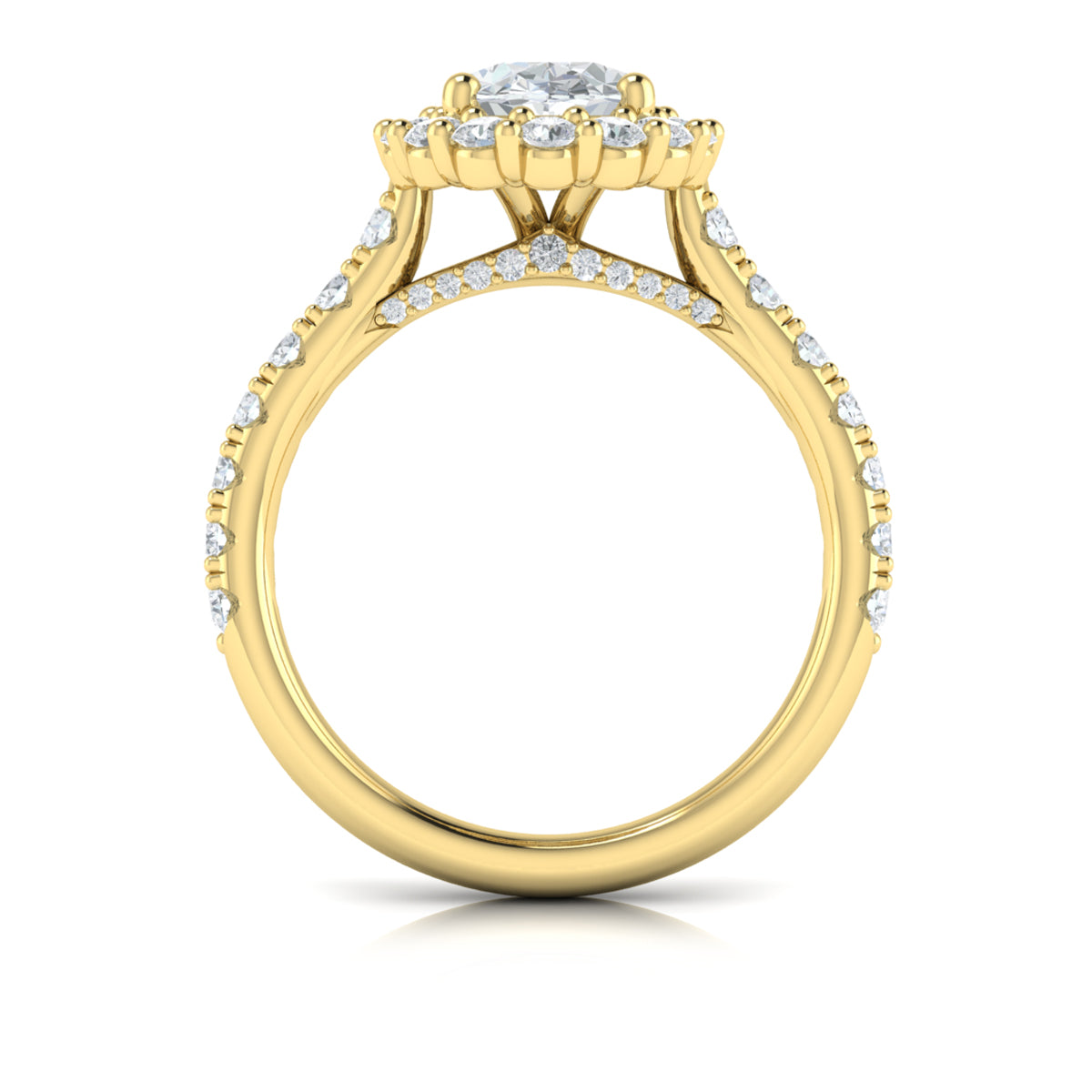 18kt Yellow Gold Oval Diamond Halo Engagement Ring