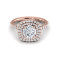 14K Rose Gold Double Halo Diamond Engagement Ring