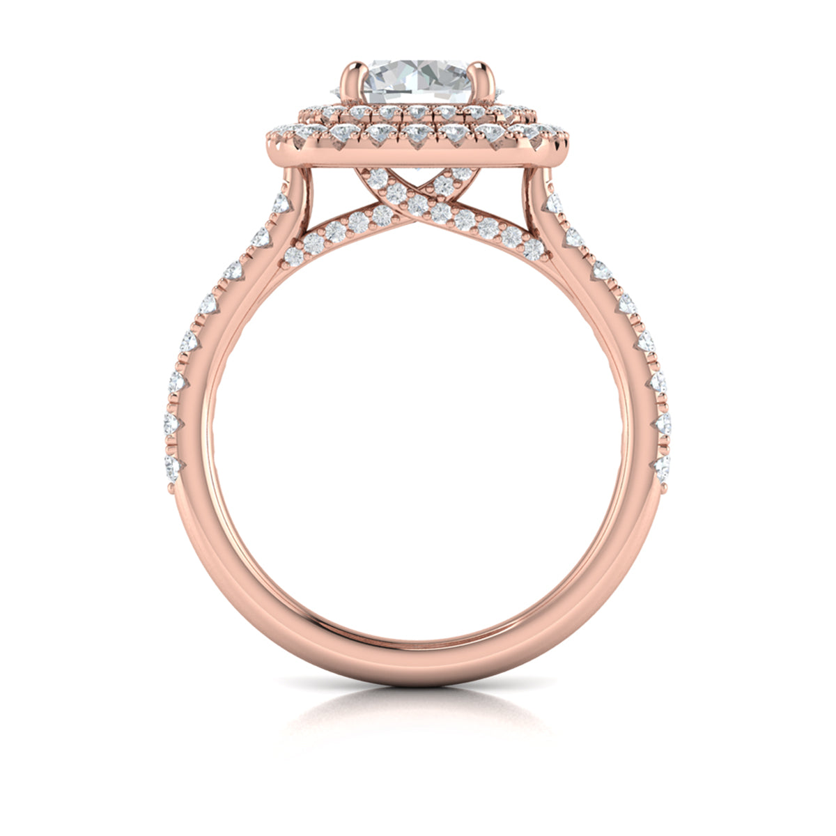 14K Rose Gold Double Halo Diamond Engagement Ring
