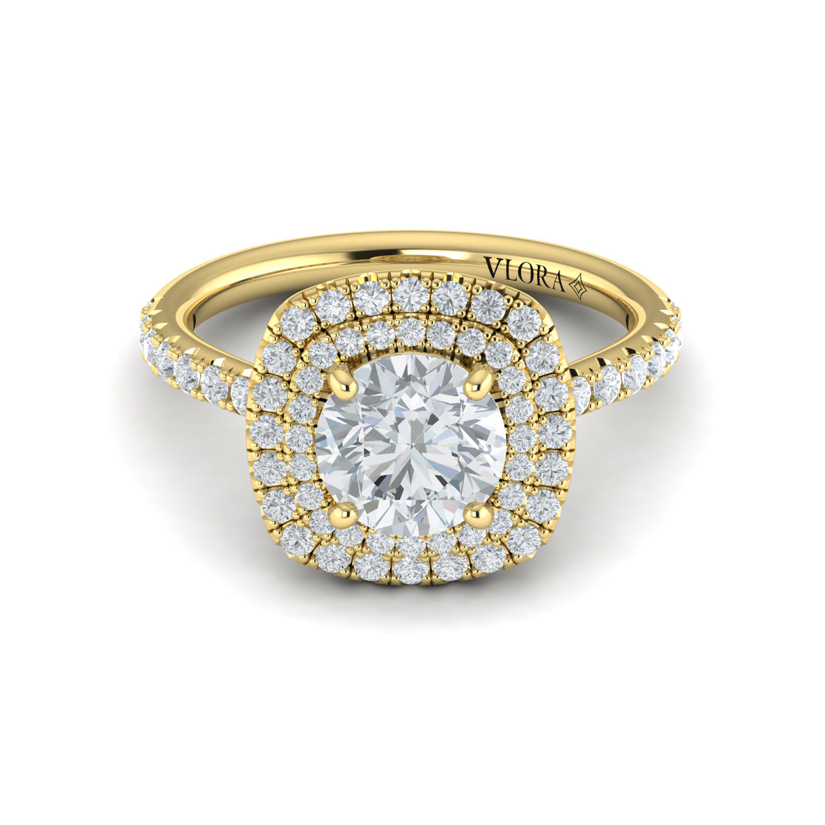 14kt Yellow Gold Double Halo Diamond Engagement Ring