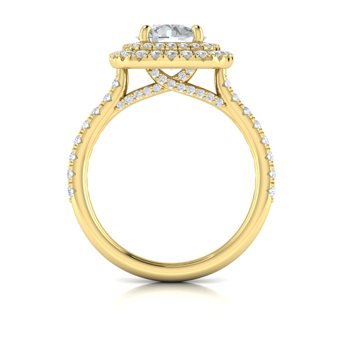 14kt Yellow Gold Double Halo Diamond Engagement Ring