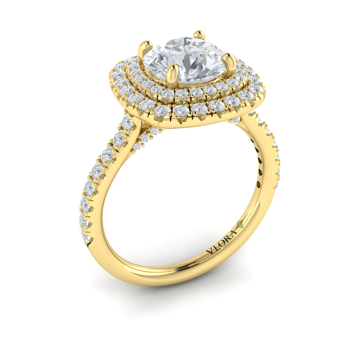 14kt Yellow Gold Double Halo Diamond Engagement Ring