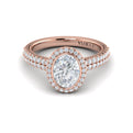 14K Rose Gold Oval Diamond Bezel Halo Engagement Ring