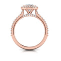 14K Rose Gold Oval Diamond Bezel Halo Engagement Ring