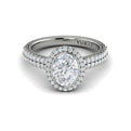 14kt White Gold Oval Diamond Bezel Halo Engagement Ring