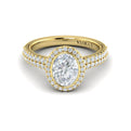 14kt Yellow Gold Oval Diamond Bezel Halo Engagement Ring