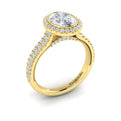 14kt Yellow Gold Oval Diamond Bezel Halo Engagement Ring