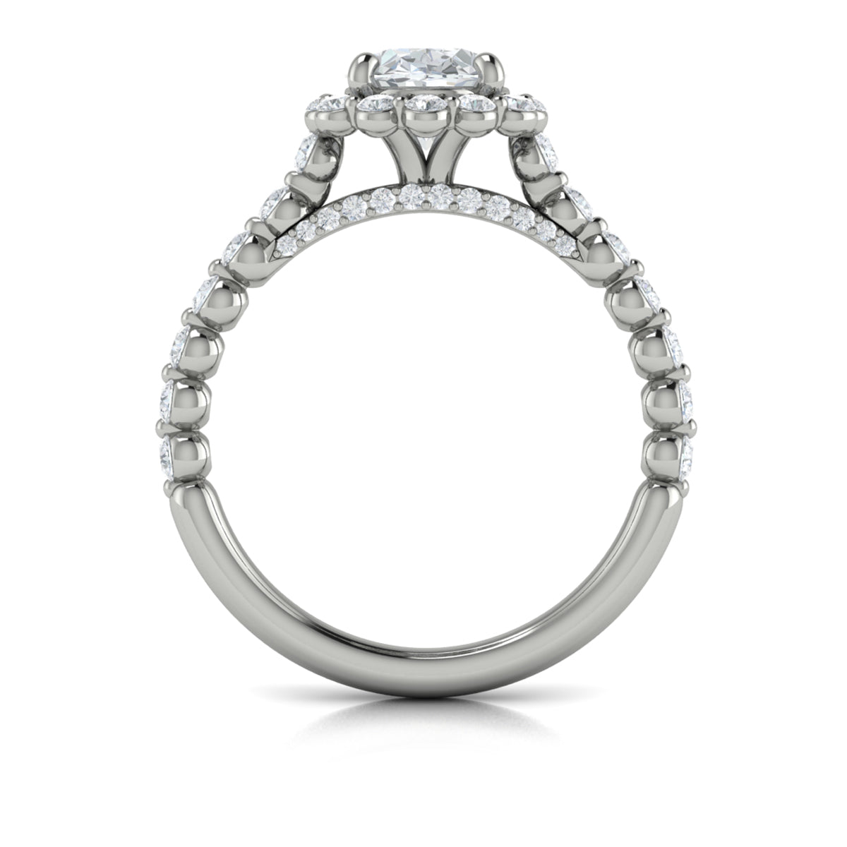 18kt White Gold Oval Diamond Floating Halo Ring