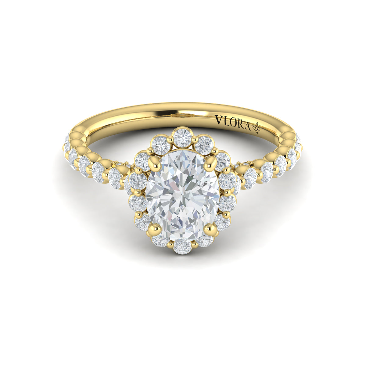 14kt Yellow Gold Oval Diamond Floating Halo Ring