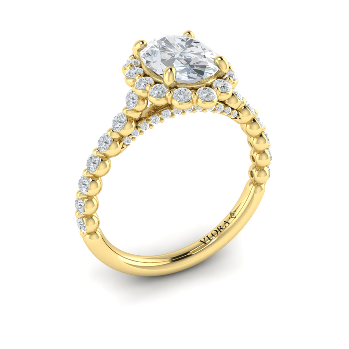 14kt Yellow Gold Oval Diamond Floating Halo Ring